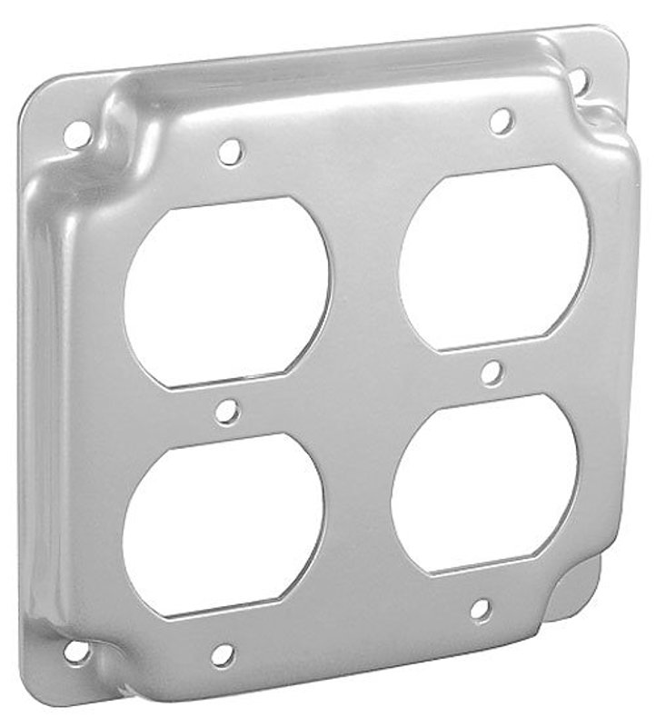METAL SQ BOX RAISED 2RECP COVER