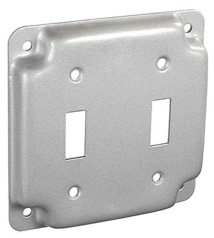 METAL BOX SQ RAISD 2SWITCH COVER